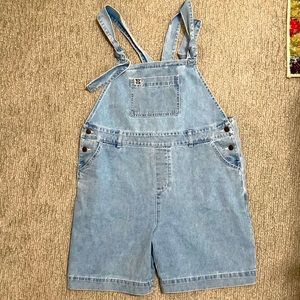 Lucy and Yak short, light blue overalls